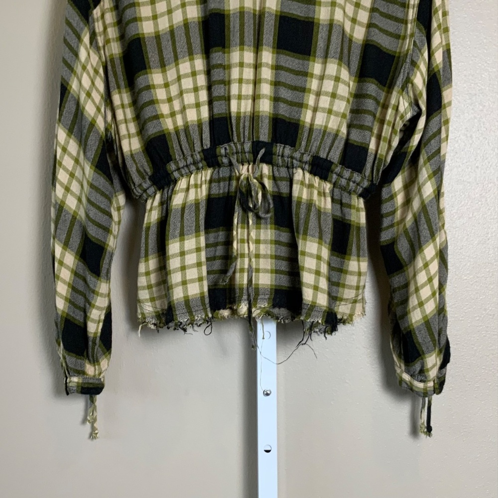 Free People We The Free Pacific Dawn Plaid Peplum Snap Buttonwdown - Picture 15 of 16